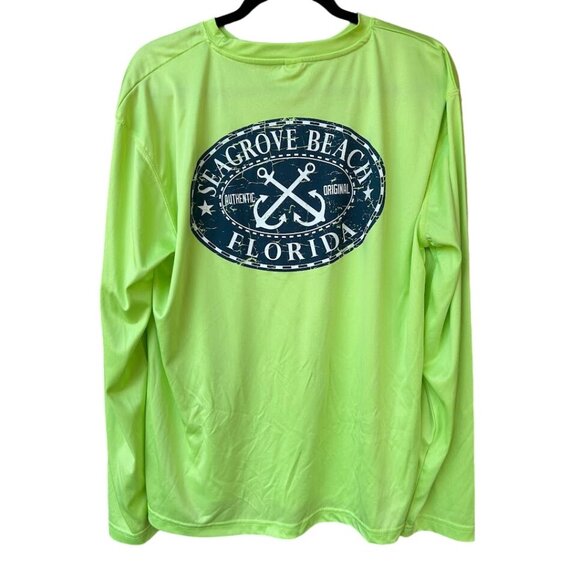 Seagrove Beach Florida Neon Green‎ Long Sleeve Sport Shirt M - Picture 2 of 6